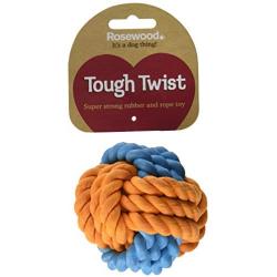 Tough Twist 3.5'' Rubber & Rope Ball Dog Toy