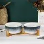 LIONWEI LIONWELI Ceramic Cat Dog Bowl Dish with Wood Stand No Spill Pet Food Water Feeder for Big Cats and Small/Medium Dogs LIONWEI LIONWELI Ceramic Cat Dog Bowl Dish with Wood Stand No Spill Pet Food Water Feeder for Big Cats and Small/Medium Dogs