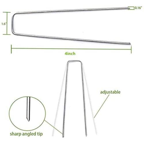 Flexsto Garden Landscape Staples Garden Stakes Landscape Fabric Staples 4-8Inch Heavy Duty Landscape Pins 50 PCS（4inch）