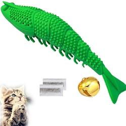 New Upgrade Models Pet Shrimp Shape Cat Toothbrush with Catnip Chewing Toy, Eco-Friendly Silicone Molar Stick for Pet Cat, Toys With Cleaning Toothbrush for Cats(2 Catnip Bags and 1 Bell Free)