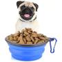 Collapsible Dog Bowl, Small Water Folding Portable Travel Foldable Silicone Collapsible Food Pet Dog Bowl for Dog with Carabiner Clip