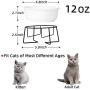 MUZITY Ceramic Raised Cat Dishes,12 Ounces Pet Food or Water Bowls with Metal Stand, White