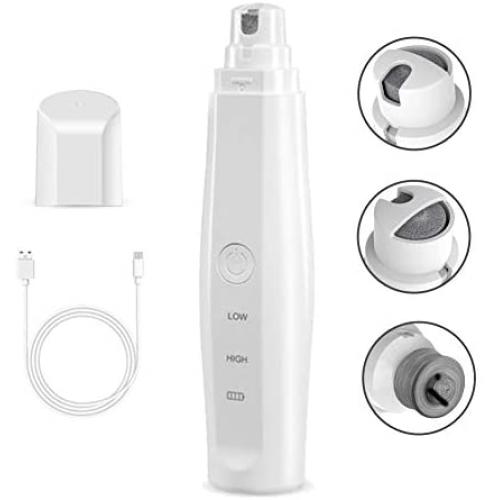 Pet Nail Grinder - Dog Cat Electric Toenail Trimmer Clipper Puppy Animal Paws Painless File Smooth Grooming Kit - 2 Speed Adjustable