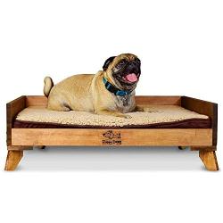 Floppy Dawg Wooden Dog Bed Frame and Medium Dog Bed. Perfect for Small and Medium Dogs. 30 Inches Long by 19 Inches Wide. Let Your Dog Chill in Style.