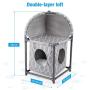 isYoung Cat House, 2 Tier Assemblable Cat Condo, 2-Story Cat Bed Washable Linen Easy Installation and Disassembly with Cat Toy (Grey)