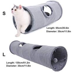 YUNDING Pet Cat Tunnel Pet Tube Collapsible Pet Tunnel Interactive Play Toy with Peekaboo Holes Toy Ball for Cat Puppy Kitty Kitten Rabbit(Size:S)