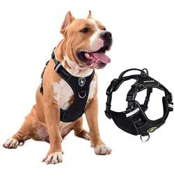 MeyKoo Dog Harness No Pull Soft Breathable,Easy Put on &Off No Choke Control Training Handle Outdoor Walk Joyride,Adjustable Reflective Padded Leash Vest Harness for Small Medium Large Dogs (S, Black)