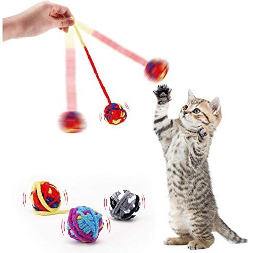 PAKESI Cat Toy Ball, 3PACK, Built-in Bells, The Wool Ball That Cats Like, The Wool Ball Tail is The Biggest Temptation for Cats.