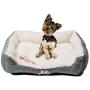 Happycare Textiles Rectangle Dog Paw Embroidery Pet bed with Dog bone toys sets
