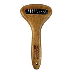 Bamboo Groom Dematting Rake with Stainless Steel Serrated Blades for Pets, Small/Medium