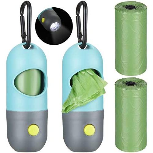 Outus 2 Pieces Dog Waste Bag Holder Dispenser with LED Light, Dog Poop Pickup Bags with 4 Rolls Dog Poop Garbage Bags, Leak-Proof Dog Waste& Outus 2 Pieces Dog Waste Bag Holder Dispenser with LED Light, Dog Poop Pickup Bags with 4 Rolls Dog Poop Garbage Bags, Leak-Proof Dog Waste&