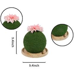 metropet Cat Tree with Scratching Post, Durable Sisal Rope Cactus Cat Scratcher with Pink Decorative Flowers for Small Medium Large Adult Cats Kittens Green