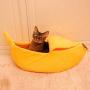 Sikye Novelty Pet House,Small Pet Bed Banana Shape Warm Soft Cloth Breathable Bed Mini Cat Nest (S, Yellow)