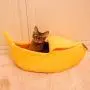 Sikye Novelty Pet House,Small Pet Bed Banana Shape Warm Soft Cloth Breathable Bed Mini Cat Nest (S, Yellow)