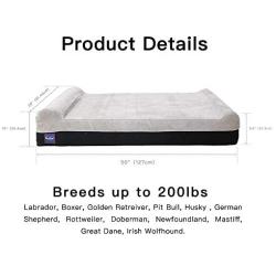 Laifug Orthopedic Memory Foam Extra Large Dog Bed with Pillow and Durable Water Proof Liner & Removable Washable Cover & Smart Design & Free Dog Comb