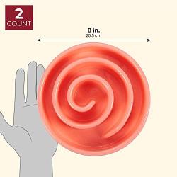 Juvale 2-Pack Interactive Spiral Dog Bowl, Slow Feeder Pet Dish to Stop Bloat, Pink and Green
