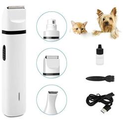 ZAMATE Pet Nail Grinder Set, Quiet Electric Rechargeable Dog Nail Trimmer Kit, 3 in 1 Multifunctional Pet Hair Clippers Kit, Painless Paws Grooming & Smoothing for Large Medium Small Dogs and Cats