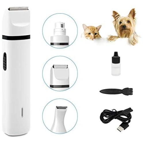 ZAMATE Pet Nail Grinder Set, Quiet Electric Rechargeable Dog Nail Trimmer Kit, 3 in 1 Multifunctional Pet Hair Clippers Kit, Painless Paws Grooming & Smoothing for Large Medium Small Dogs and Cats