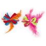 Cat Toys 2 Pack Interactive Fun Plush Mice Ribbon Feather Ball Pick Characters