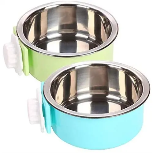 YEIRVE Crate Dog Food Water Bowls, 2-in-1 Plastic Bowl & Stainless Steel Pet Bowl, Removable Hanging Cat Food Bowls Perfect for Crates, Healthy & Hygienic Bowls Bowl. YEIRVE Crate Dog Food Water Bowls, 2-in-1 Plastic Bowl & Stainless Steel Pet Bowl, Removable Hanging Cat Food Bowls Perfect for Crates, Healthy & Hygienic Bowls Bowl.