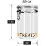 Oggi Acrylic Airtight 51-Ounce Pet Treat Canister with Treats and Paws Motif -Food Storage Container