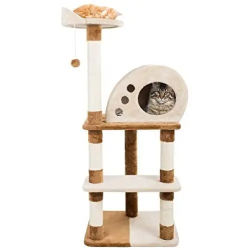 4 Tier Cat Tree- Plush Multi-Level Cat Tower with Sisal Scratching Posts, Perch, Cat Condo and Hanging Toy for Cats and Kittens By PETMAKER (47.5”) 4 Tier Cat Tree- Plush Multi-Level Cat Tower with Sisal Scratching Posts, Perch, Cat Condo and Hanging Toy for Cats and Kittens By PETMAKER (47.5”)