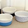 Waggo Sketched Wave Ceramic Dog Bowl Blue/White Durable Dog Food and Water Pet Dish
