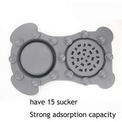 Slow Feeder Dog Bowls, Silicone Mat with 15 Strong Sucker Stainless Steel Bowl Non-Toxic Eco-Friendly Collapsible Removable Premuim Water Bowl for Small Cats Dogs and Pets Color Gray by Jell-Cell