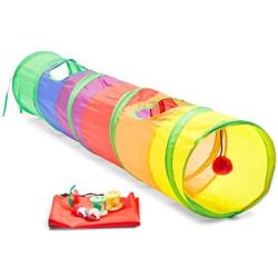 Cat Tunnel for Indoor Cats, Includes Storage Bag and Toys (45 x 10 in, 6 Pieces)