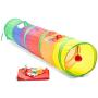Cat Tunnel for Indoor Cats, Includes Storage Bag and Toys (45 x 10 in, 6 Pieces)