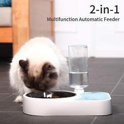 ASENVER 2-in-1 Automatic Dog Feeder Multi Function Cat Feeding Dispenser Detachable Dog Water Bottle and Food Bowl