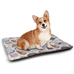 DayDayFun Seafoam Pet Mats for Dogs Plaid Quilt Pattern with Squares and Lines Abstract Traditional Arrangement Washable Puppy Pad Baby Blue White