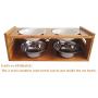 Lepet Elevated Dog Cat Bowls, Raised Pet Feeder Solid Bamboo Stand Perfect for Cats and Small Dogs (4 Bowls Incline)