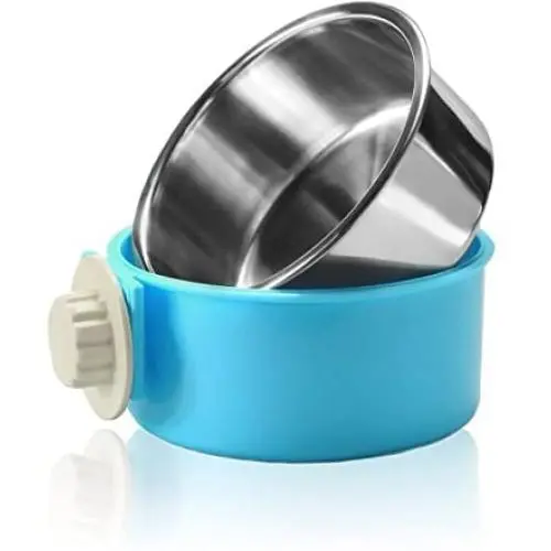 Joyoldelf Dog Bowl Feeder Pet Puppy Food Water Bowl, 2-in-1 Plastic Bowl & Stainless Steel Bowl, Mountable Cat/Rabbit/Bird/Hamster/Shitzu/Ferret Food Basin Dish Perfect for Crates Joyoldelf Dog Bowl Feeder Pet Puppy Food Water Bowl, 2-in-1 Plastic Bowl & Stainless Steel Bowl, Mountable Cat/Rabbit/Bird/Hamster/Shitzu/Ferret Food Basin Dish Perfect for Crates