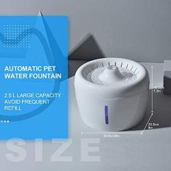 Ciconira Cat Water Fountain, Pet Drinking Dispenser 2.5L Super Quiet Dog Watering Fountains with Filter LED Light for Dogs, Cats, Birds and Small AnimalsChristmas New Year Gift