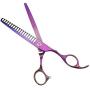 LILYS PET Professional PET Dog Grooming Titanium Scissors Set,Straight & Curved & Thinning & Chunker Scissors with 1 Grooming Comb for Dog Cat and More Pets Grooming (Purple)