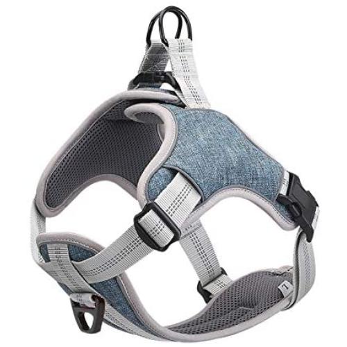 BELPRO Dog Harness No Pull, Reflective Vest Harness with 2 Metal Leash Hooks,Adjustable Soft Padded Pet Vest for Small Medium Large Dog