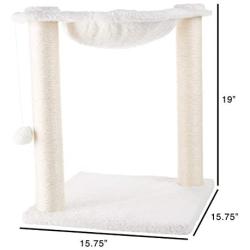 PETMAKER Cat Tree and Scratcher- Two Sisal Scratching Posts, Hammock Style Lounging Bed and Interactive Hanging Toy for Cats and Kittens (15.75”)