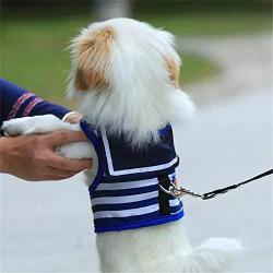 ROWAI Dog Cat Puppy Pet Harness Vest and Leash Set for Walking Navy Striped Sailor Anchor Style