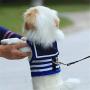 ROWAI Dog Cat Puppy Pet Harness Vest and Leash Set for Walking Navy Striped Sailor Anchor Style