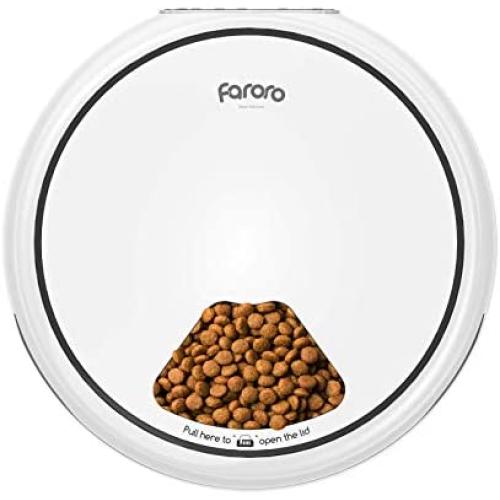 Faroro Automatic Cat Feeder Dry Wet Food Dispenser with Programmable Timer Up 5 Meals per Day 10s Voice Recorder for Cats, Dogs and Small Animals