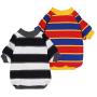 Fitwarm 2-Pack 100% Cotton Striped Dog Shirt for Pet Clothes Puppy T-Shirts Cat Tee Breathable Strechy