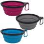 Collapsible Silicone Bowls 3 Pack (XL 25oz Each) with Color Matched Carabiner Clips - Dishwasher Safe BPA FREE Food Grade Silicone Portable Pet Bowls - Foldable for Journeys, Hiking, Kennels & Camping