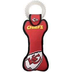 Pets First NFL Kansas City Chiefs Dental Dog TUG Toy with Squeaker. Tough PET Toy for Healthy Fun, Teething & Cleaning Pets Teeth & Gum, Team Color, one Size (KCC-3310)