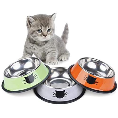 Legendog 3PCS Pet Bowl Stainless Steel Non-Skid Base Dog Bowl Cat Bowl with 2 Food Scoop