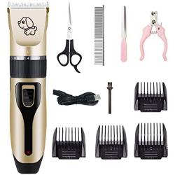 HATALKIN Dog Clippers, Professional Low Noise Rechargeable Pet Hair Grooming Clippers Kit Cordless Electric Clipper Shaver for Small Large Dogs Cats Animals (Black) (Black)