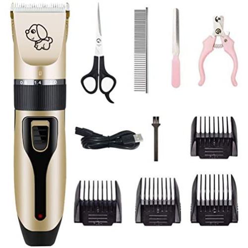 HATALKIN Dog Clippers, Professional Low Noise Rechargeable Pet Hair Grooming Clippers Kit Cordless Electric Clipper Shaver for Small Large Dogs Cats Animals (Black) (Black)