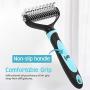 VavoPaw Pet Dematting Comb, Stainless Steel Grooming Dematting Rake Comb Grooming Deshedding Comb Tool for Dogs Cats, Removing Loose Undercoats, Mats, Tangled Hairs and Knots, Black + Blue