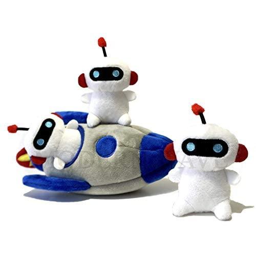 Modern Wave - Squeaky Plush Dog Toy - Interactive Hide and Seek Squirrel Type Puzzle Toy for Dogs, Small Size (Rocketship and Robots)