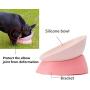 JWPC Bulldog Bowl Anti-Slip Dog Cat Dish Detachable Rubber Dog Bowl Pet Sterile Tilted Pet Feeder Slope Base,Pink